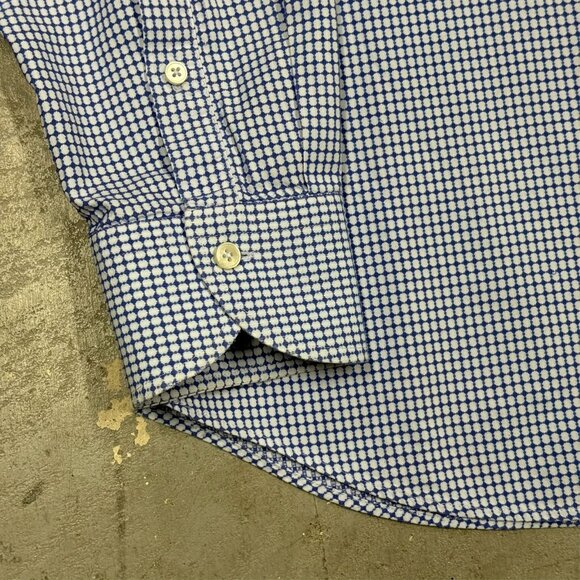 XACUS Dress Shirt Textured Made in Italy Cotton Long Sleeve Blue 16.5 Large - Picture 3 of 9